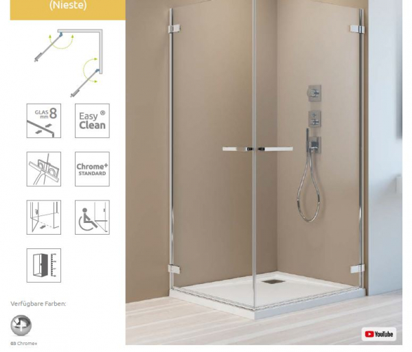 Radaway Arta 8 KDDI/QL PUK Nieste Eck-Duschkabine mit 2 Drehtüren