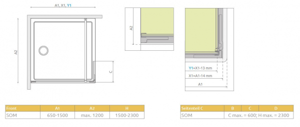 Radaway Arta 8 Walk In Spritzschutzwand Nieste mit beweglichem Seitenteil