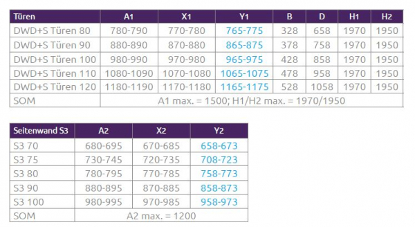 Radaway Eos DWD+S Eckdusche Pendeltüren mit Seitenwand PUK Naab