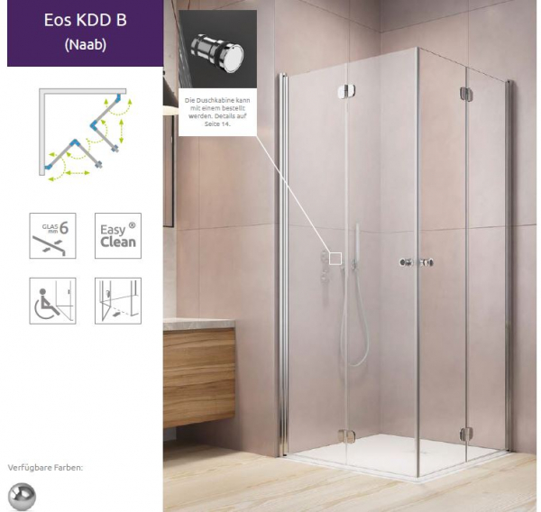 Radaway Eos KDD B Eck-Duschkabine Eckdusche Eckeinstieg 2 Drehfalttüren PUK Naab