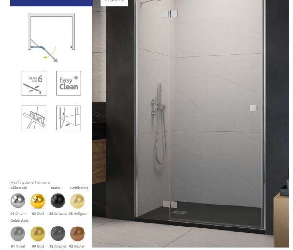 Radaway Essenza 6 DWJ Duschabtrennung für Nische Duschtür an Fixteil PUK Trave