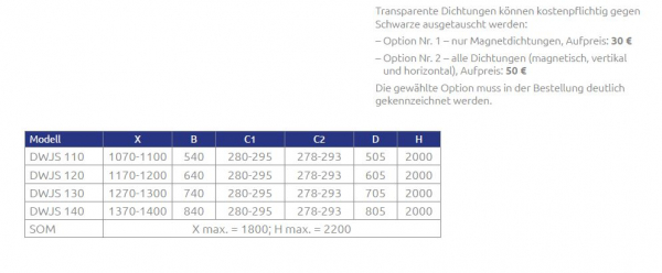 Radaway Essenza 6 DWJS Duschabtrennung für Nische Duschtür an 2 Fixteilen PUK Trave