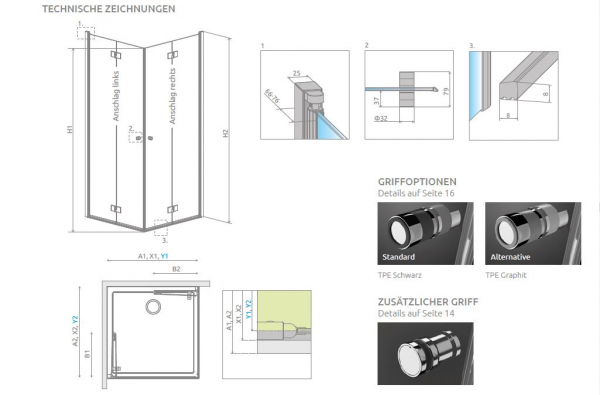 Radaway Essenza 6 KDD B Eckdusche Eckduschkabine mit Falttüren PUK Trave