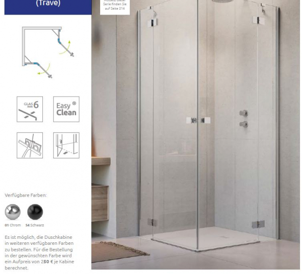 Radaway Essenza 6 KDD Eckdusche 2 Schwenktüren an 2 Fixteilen PUK Trave