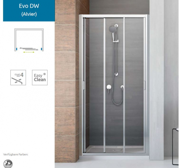 Radaway Evo DW Duschkabine 3-teilige Schiebetür für Nische PUK Alvier