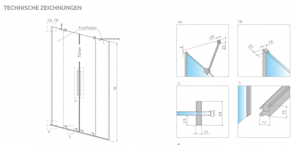 Radaway Furo DWD Schiebetür für Nische bis 210 cm Breite Gleittür Duschtür PUK Vils