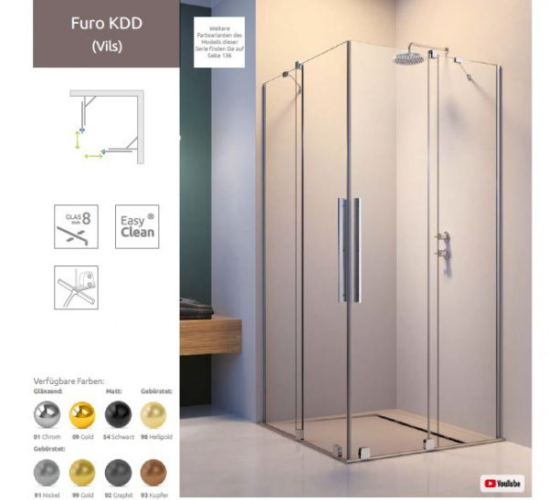 Radaway Furo KDD/SL Eckeinstieg mit Gleittüren Eckdusche mit Schiebetüren PUK Vils