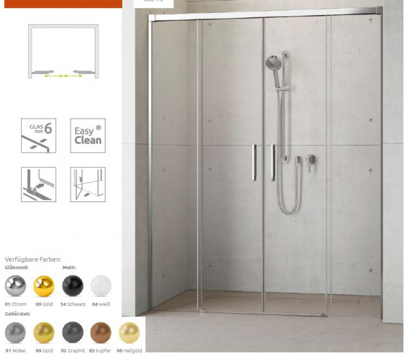 Radaway Idea 6 DWD Duschtür für Nische 2 Gleittüren/Schiebetüren mit Festteilen PUK Isar