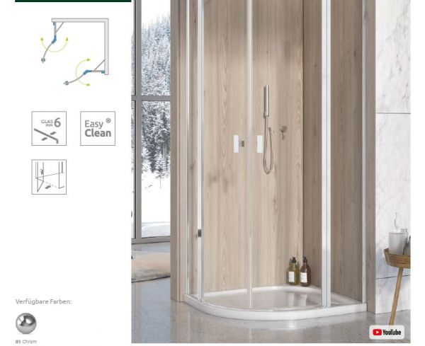 Radaway Nes 6 PDD II Runddusche Viertelkreis-Dusche PUK Oder