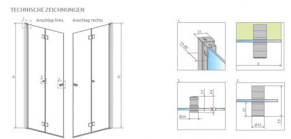Radaway Nes 6 Walk IN Faltwand KDD B PUK Oder