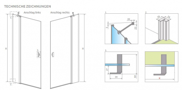 Radaway Nes 6 Walk-in KDD II PUK Oder