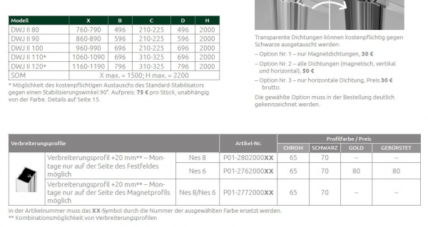 Radaway Nes DWJ II Duschtür für Nische Duschabtrennung Pendeltür mit Festteil PUK Oder
