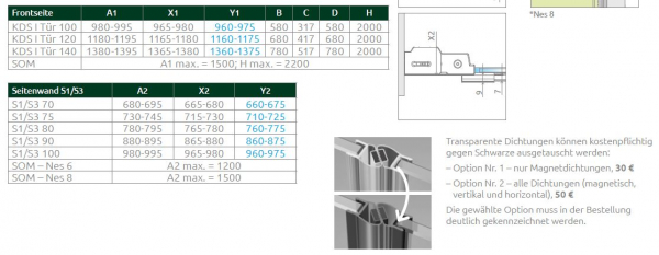 Radaway Nes KDS I Eck-Duschkabine Pendeltür an Festteil und Seitenwand PUK Oder