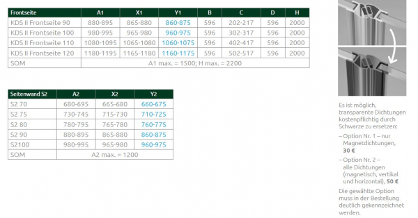 Radaway Nes KDS I Eck-Duschkabine Pendeltür an Festteil und Seitenwand PUK Oder