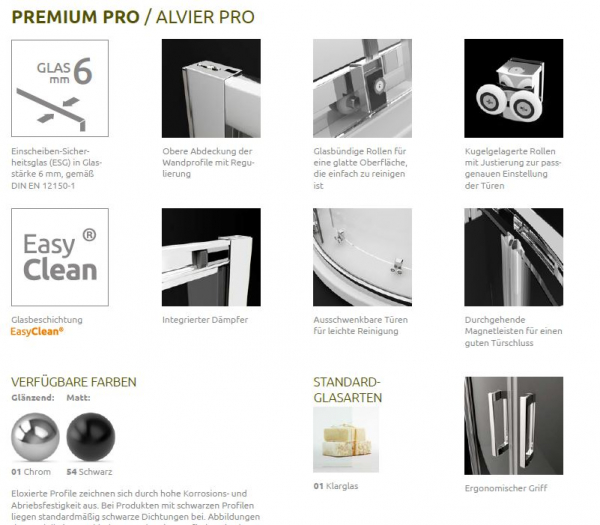 Radaway Premium Pro PDD Runddusche mit Gleittüren Viertelkreis-Duschkabine PUK Alvier Pro