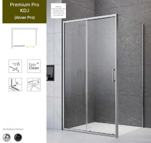 Radaway Premium Pro Eckdusche mit Schiebetür und Seitenwand PUK Alvier Pro