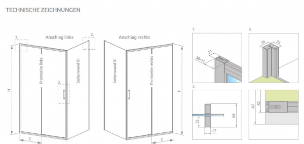 Radaway Premium Pro Eckdusche mit Schiebetür und Seitenwand PUK Alvier Pro