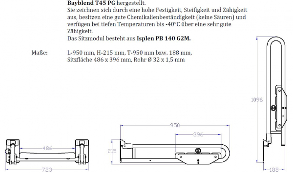 Rehagrip Duschklappsitz nach vorne ausziehbar A 75.0