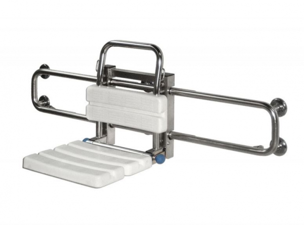 Rehagrip Duschklappsitz seitlich verschiebbar mit Rahmen 1500 mm