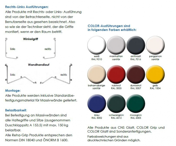 Rehagrip Wand-Stützgriff Haltegriff CNS Serie A 50-52