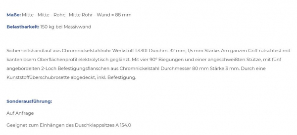 Rehagrip Wand-Handlauf 2 Haltegriff Stützgriff CNS