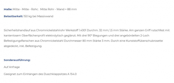 Rehagrip Wand-Handlauf 3 Haltegriff Stützgriff CNS