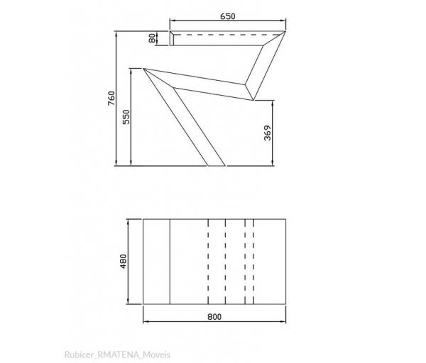 Rubicer Athena III Unterbau für Aufsatzwaschbecken MDF schwarz