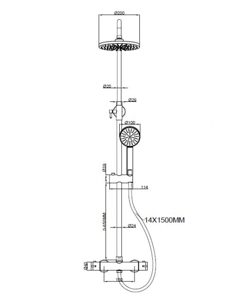 Rubicer Dusche Duschset RR502CR Duschsäule Regendusche, Duschstange und Handbrause Chrom