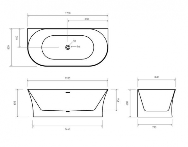 Rubicer Eternal Acryl-Badewanne Weiß RBA6625ETEWM/GL