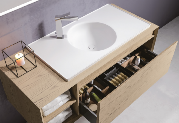 Rubicer Badmöbelset Flow exklusives und elegantes Badezimmer-Waschbecken-Set