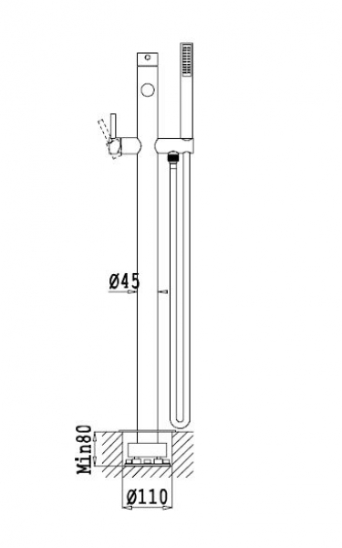 Rubicer Lusa Badewannen-Standarmatur 80011 Wannen-Wasserhahn stehend Chrom