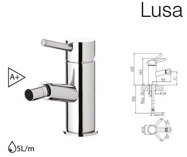 Rubicer Lusa Wasserhahn 2011E effiziente Armatur für Bidet Chrom