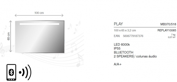 Rubicer Designspiegel Play exklusiver Spiegel mit Beleuchtung und Bluetooth