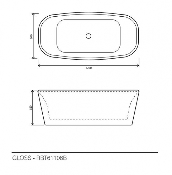 Rubicer Resort Acryl-Badewanne freistehend Weiß glänzend RBT61106B