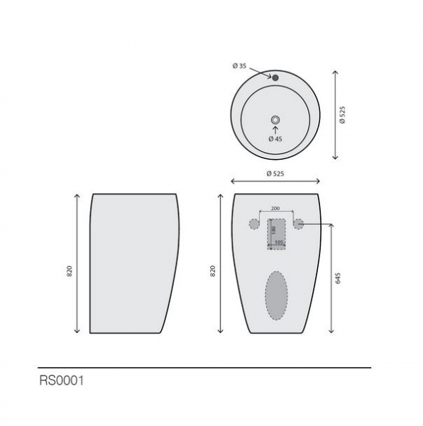 Rubicer Standwaschbecken One RS0001 Stand-Waschbecken