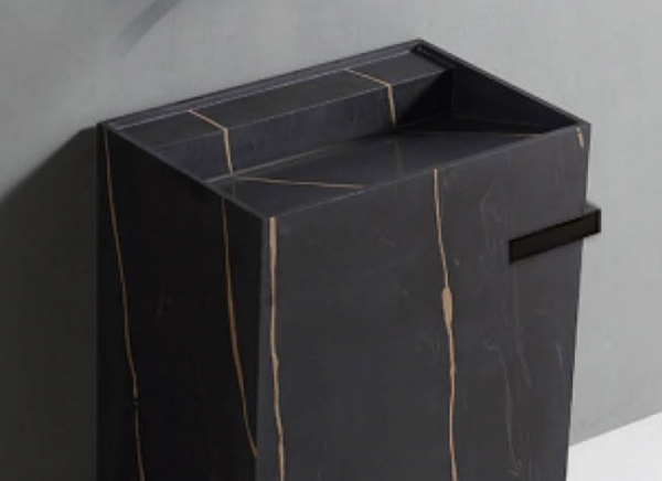 Rubicer Standwaschbecken Stunning Schwarz matt RSWZ068BLSS Solid Surface