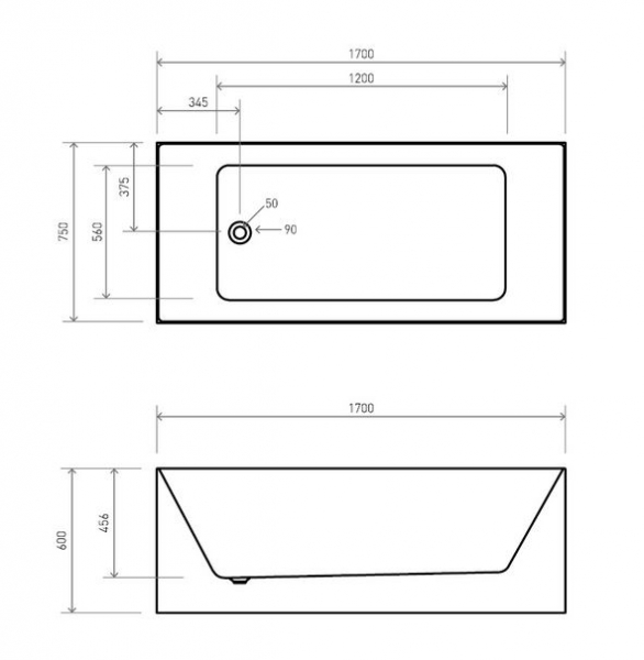 Rubicer Suite XS 1700 freistehende Acryl-Badewanne Weiß Glanz RBA6685SUIXS