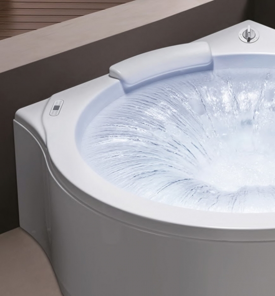 Rubicer Whirlpool-Badewanne Emotions mit Hydromassage exklusive Acrylwanne-Eckwanne Spabereich rund