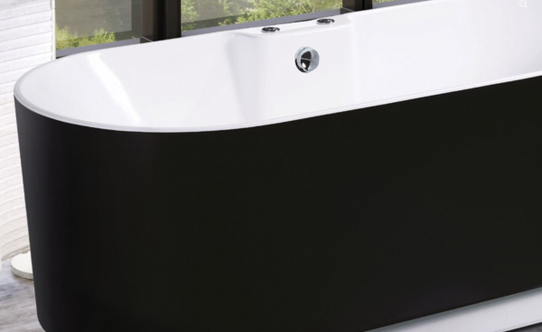 Rubicer Zen Acryl-Badewanne Whirlpool Schwarz/Weiß glänzend RBT601FTSH