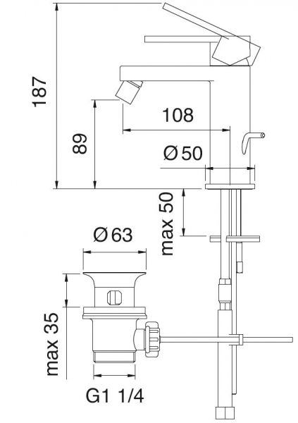 Treemme Klab 2720 Armatur für Bidet, Bidet-Armatur