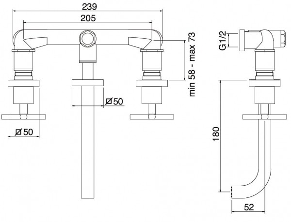 Treemme X-Change XC 7352 Armatur für Waschbecken 3-Loch Unterputz