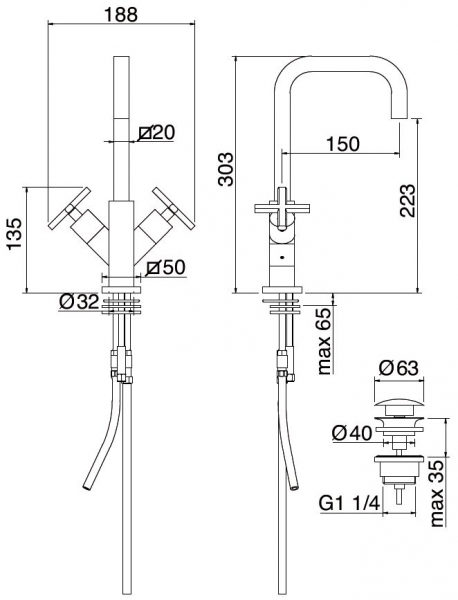 Treemme X-Change XC 7415 Armatur für Waschtisch Wasserhahn