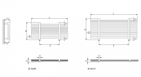 Scirocco Designheizkörper Selene Handtuchheizkörper horizontal, italienisches Design für Ihr Zuhause