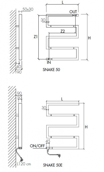 Scirocco Designheizkörper Snake 50 eleganter Rohrheizkörper Handtuchheizkörper, italienisches Design für Ihr Zuhause