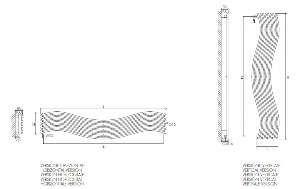 Scirocco Designheizkörper Wave Chrom Handtuchheizkörper Wellen-Optik, italienisches Design für Ihr Zuhause