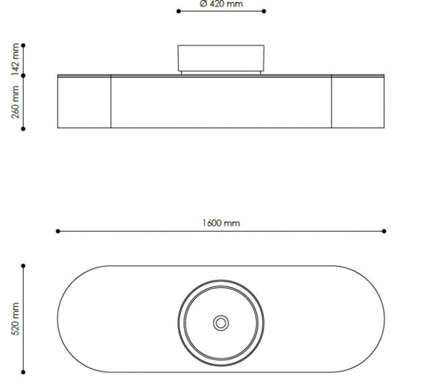 Sicis Elisyan Curvex Waschtischplatte mit Aufsatzwaschbecken - exklusives Design aus Italien