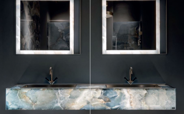 Sicis Elisyan Dualisium Waschtischplatte mit Doppelwaschbecken - exklusives Design aus Italien