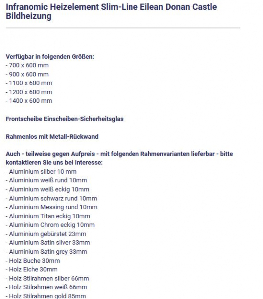 Slim-Line Castle Heizelement von Infranomic