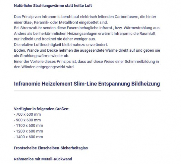 Slim-Line Entspannung Heizelement von Infranomic