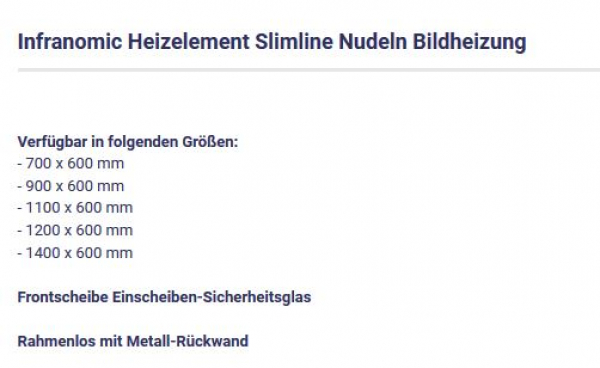 Slim-Line Nudeln Heizelement von Infranomic